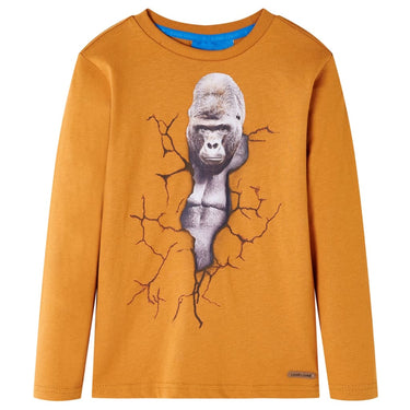 Vidaxl kindershirt met lange mouwen 104 donkerokerkleurig