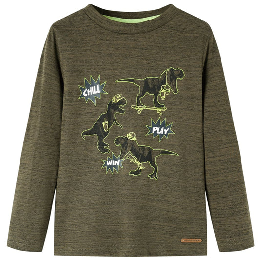 Vidaxl kindershirt met lange mouwen 104 gemêleerd kakikleurig