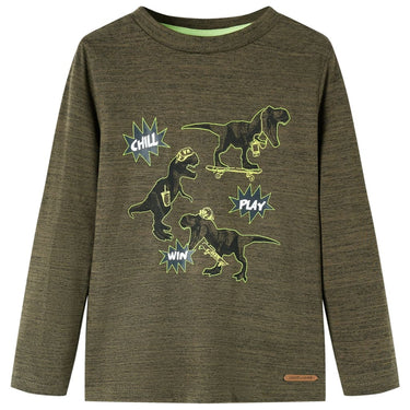 Vidaxl kindershirt met lange mouwen 116 gemêleerd kakikleurig