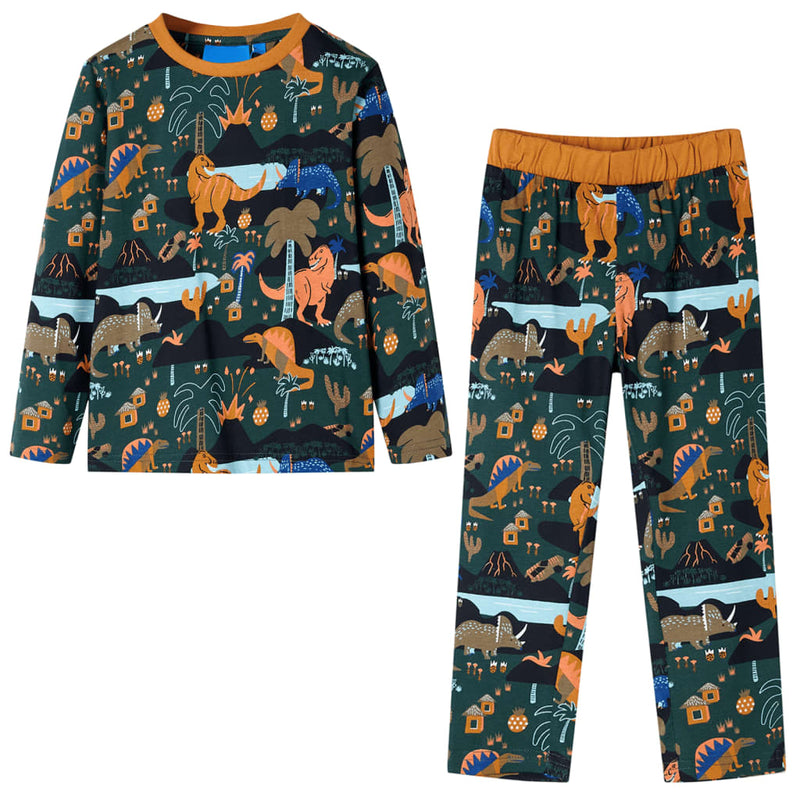 Load image into Gallery viewer, Vidaxl kinderpyjama met lange mouwen 128 donkergroen

