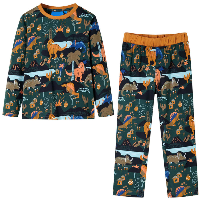 Load image into Gallery viewer, Vidaxl kinderpyjama met lange mouwen 140 donkergroen
