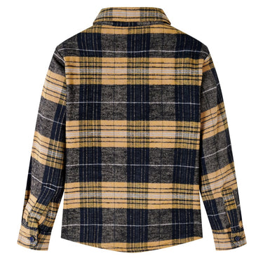 Vidaxl kindershirt geruit 104 geel en zwart
