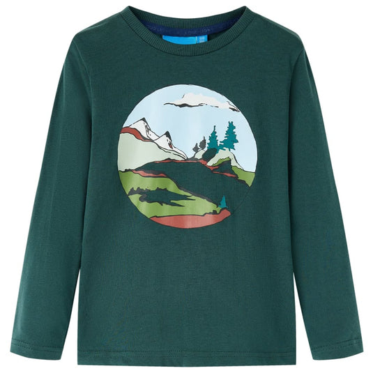Vidaxl kindershirt met lange mouwen 104 donkergroen