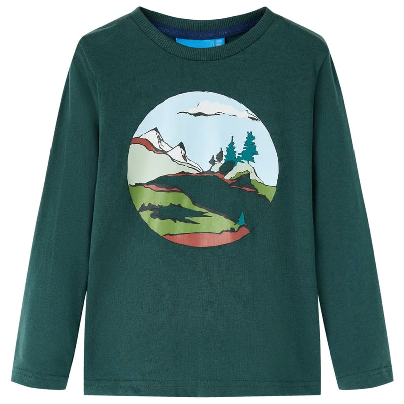 Load image into Gallery viewer, Vidaxl kindershirt met lange mouwen 116 donkergroen
