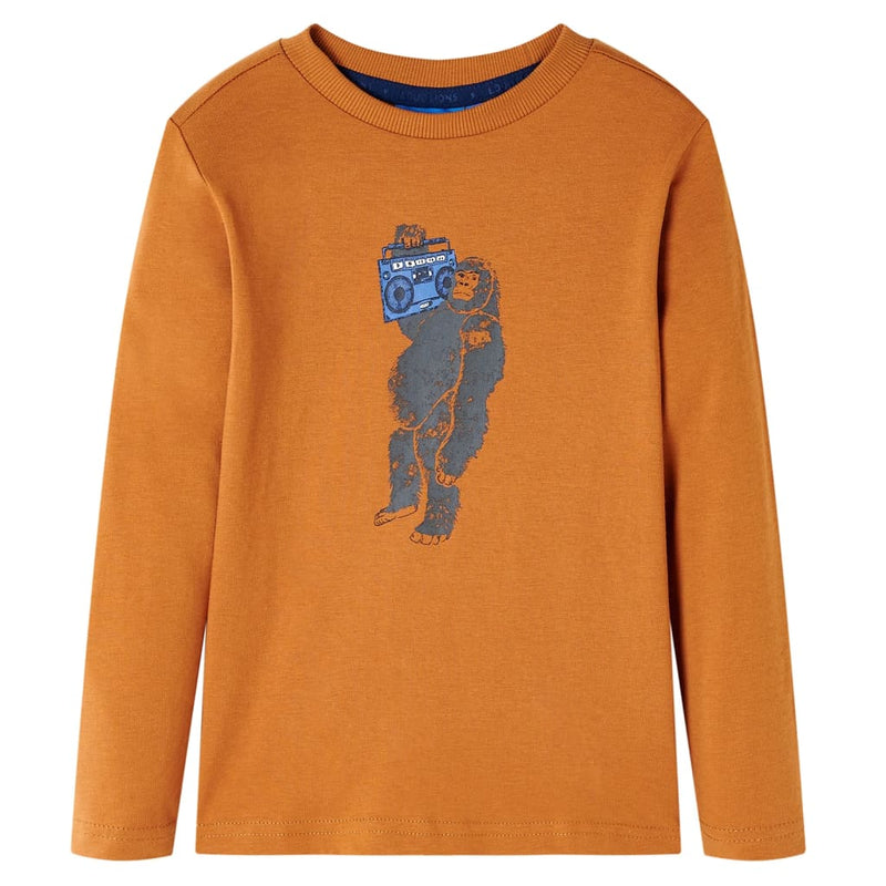 Load image into Gallery viewer, VidaXL Kindershirt met lange mouwen 104 donkerokerkleurig
