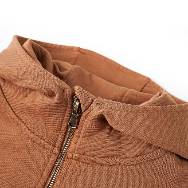 Load image into Gallery viewer, Vidaxl kindersweater met capuchon halve rits 92 antraciet- en cognackleurig
