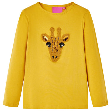 Vidaxl kindershirt met lange mouwen 104 donker okerkleurig