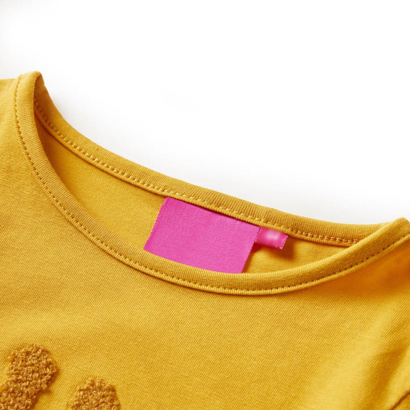 Load image into Gallery viewer, VidaXL Kindershirt met lange mouwen 128 donker okerkleurig
