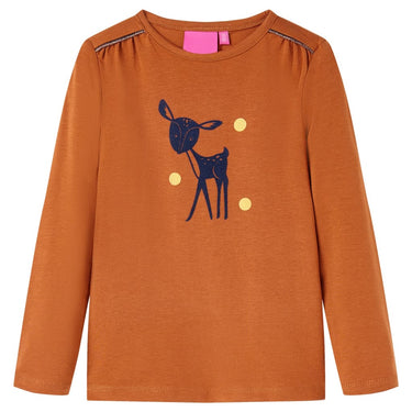 Vidaxl kindershirt met lange mouwen 92 cognackleurig