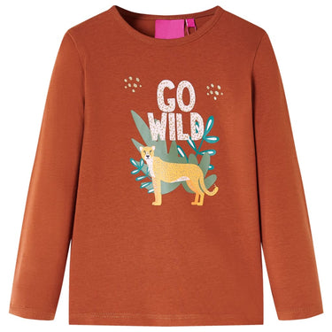 Vidaxl kindershirt met lange mouwen 116 cognackleurig