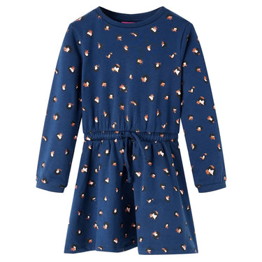 Vidaxl kinderjurk met lange mouwen 128 marineblauw