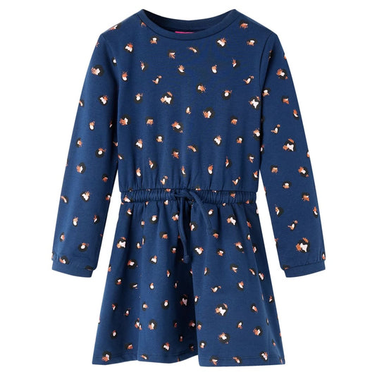 Vidaxl kinderjurk met lange mouwen 128 marineblauw