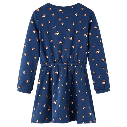 Vidaxl kinderjurk met lange mouwen 128 marineblauw