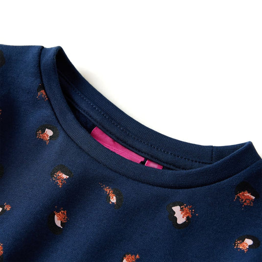 VidaXL Kinderjurk met lange mouwen 140 marineblauw