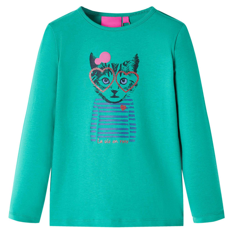 Load image into Gallery viewer, Vidaxl kindershirt met lange mouwen 128 felgroen
