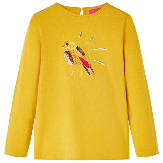 Vidaxl kindershirt met lange mouwen 116 donker okerkleurig