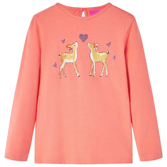 Vidaxl kindershirt met lange mouwen 128 koraalkleurig
