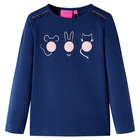 Vidaxl kindershirt met lange mouwen 128 marineblauw