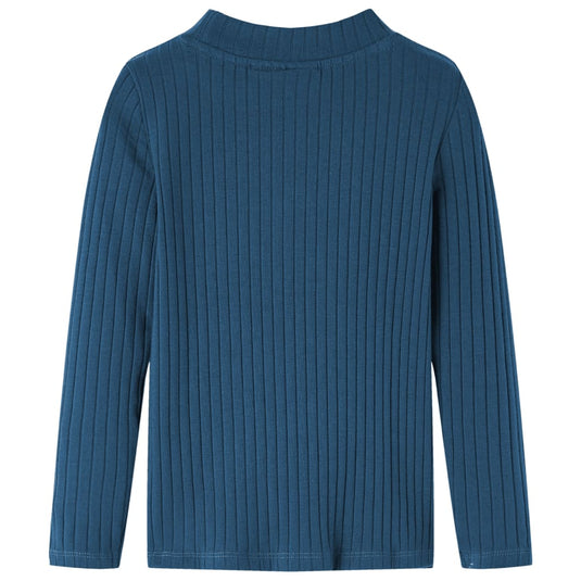 Vidaxl kindershirt met lange mouwen geribd 128 marineblauw