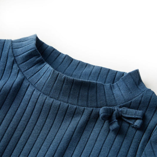 Vidaxl kindershirt met lange mouwen geribd 128 marineblauw