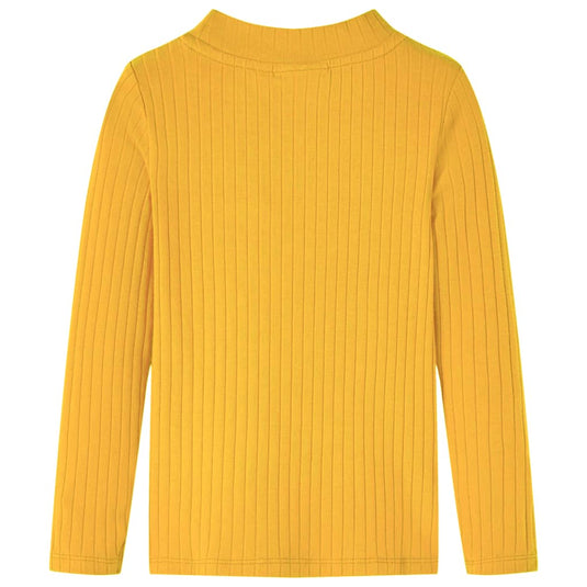 VidaXL Kindershirt met lange mouwen geribd 104 donker okerkleurig