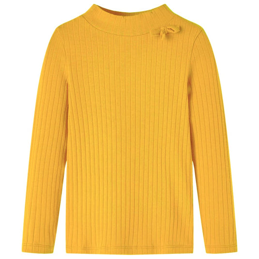 VidaXL Kindershirt met lange mouwen geribd 140 donker okerkleurig