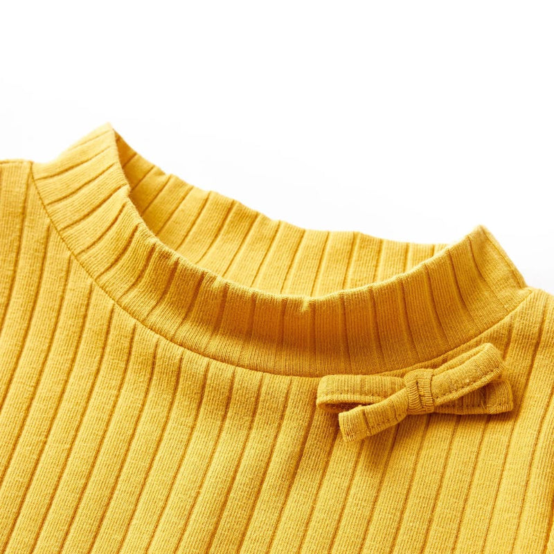 Load image into Gallery viewer, VidaXL Kindershirt met lange mouwen geribd 140 donker okerkleurig
