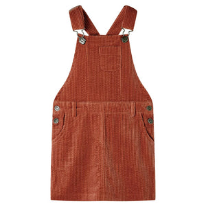 Vidaxl kindertuinjurk 116 ribfluweel cognackleurig