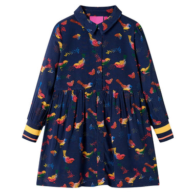 Vidaxl kinderjurk met lange mouwen 104 marineblauw