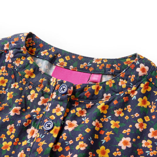 Vidaxl kinderjurk met lange mouwen 116 marineblauw