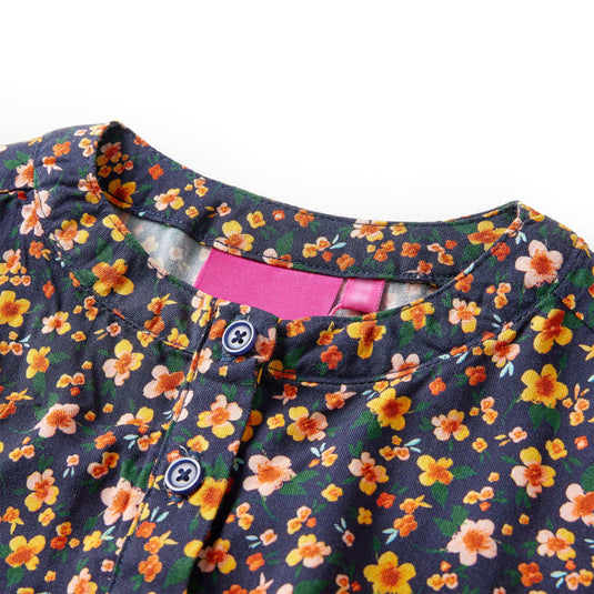 Vidaxl kinderjurk met lange mouwen 140 marineblauw