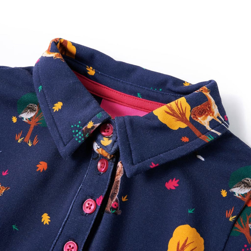 Load image into Gallery viewer, VidaXL Kinderjurk lange mouwen en trekkoord 128 marineblauw
