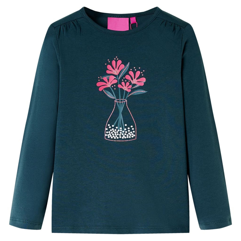 Load image into Gallery viewer, VidaXL Kindershirt met lange mouwen 128 donkergroen
