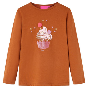 Vidaxl kindershirt met lange mouwen 104 cognackleurig