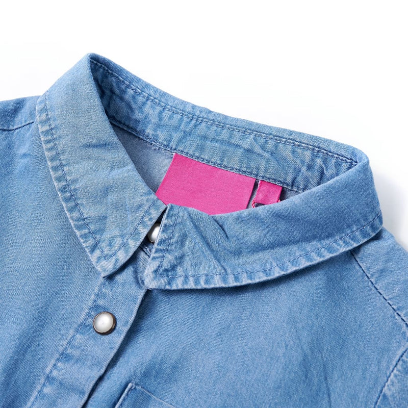 Load image into Gallery viewer, VidaXL Kinderjurk met lange mouwen 92 marineblauw en denimblauw
