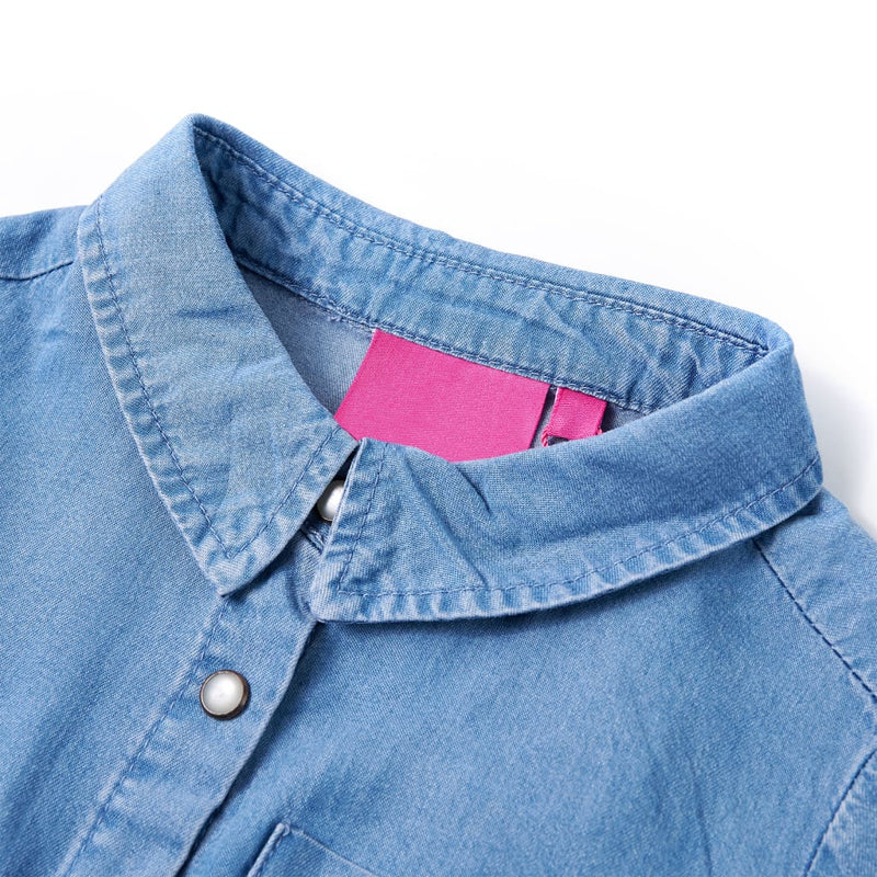 Load image into Gallery viewer, VidaXL Kinderjurk met lange mouwen 128 marineblauw en denimblauw
