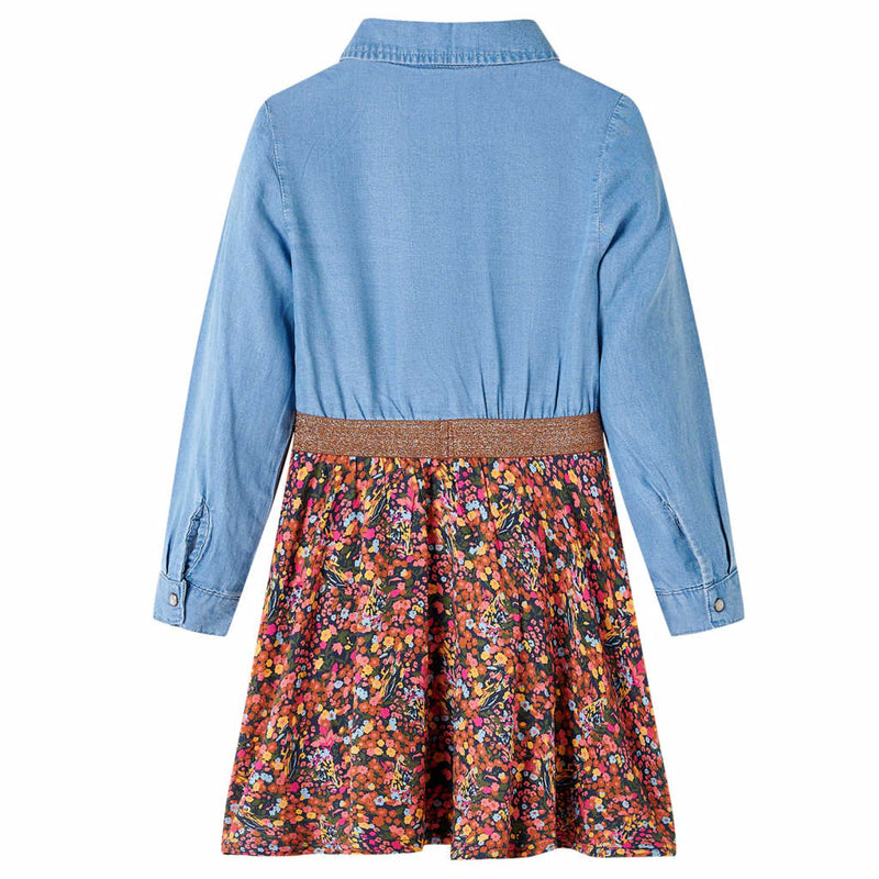 Load image into Gallery viewer, VidaXL Kinderjurk met lange mouwen 140 marineblauw en denimblauw
