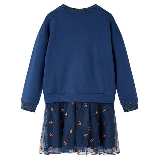 Vidaxl kinderjurk met lange mouwen 92 marineblauw