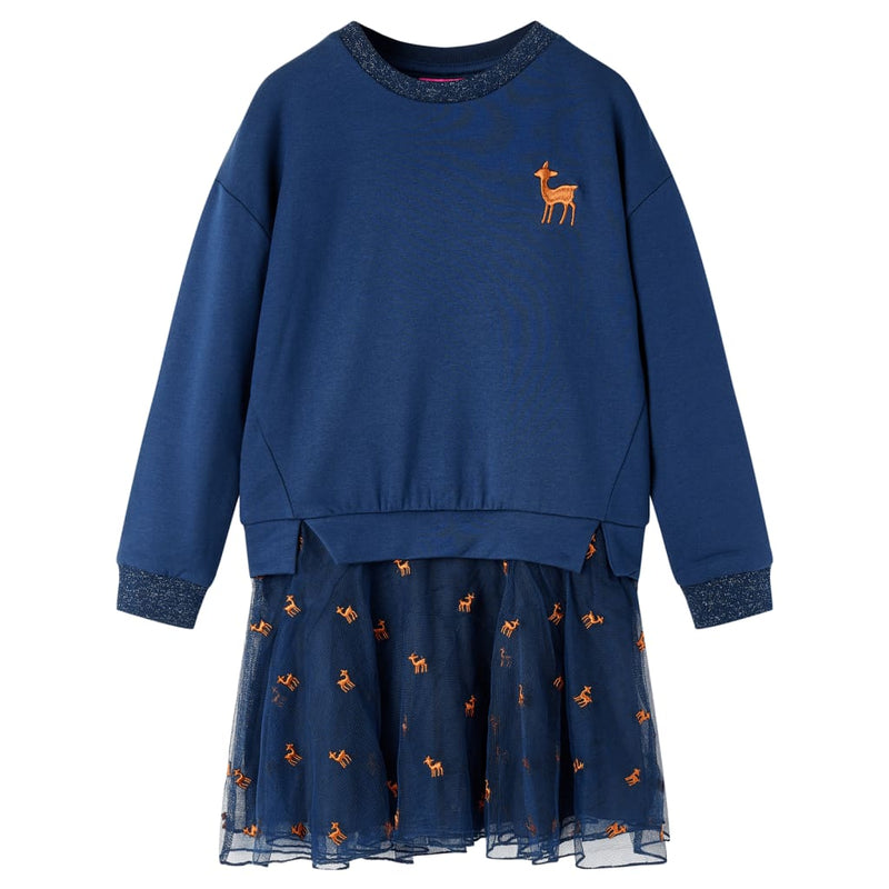 Load image into Gallery viewer, VidaXL Kinderjurk met lange mouwen 116 marineblauw
