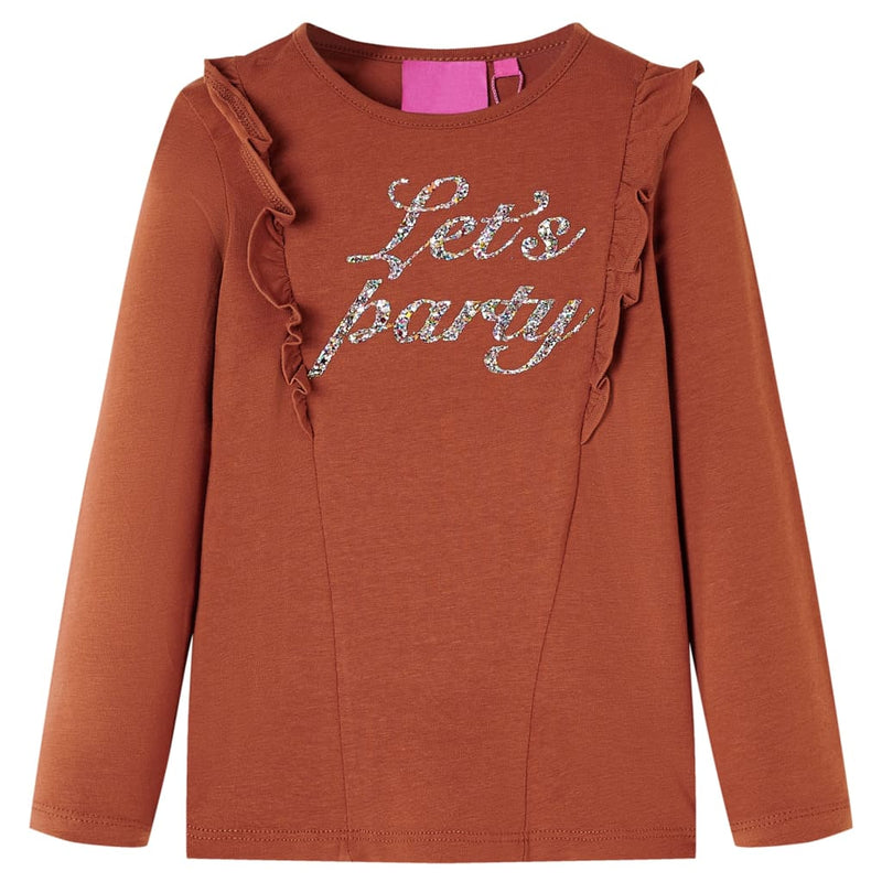 Load image into Gallery viewer, VidaXL Kindershirt met lange mouwen 92 cognackleurig
