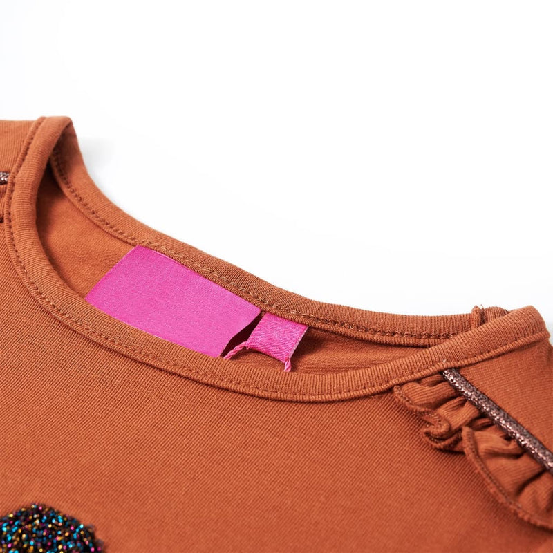 Load image into Gallery viewer, VidaXL Kindershirt met lange mouwen 104 cognackleurig
