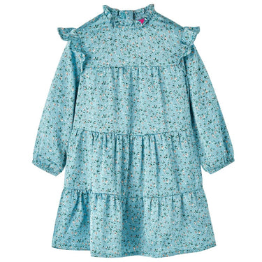 Vidaxl kinderjurk met lange mouwen 128 blauw