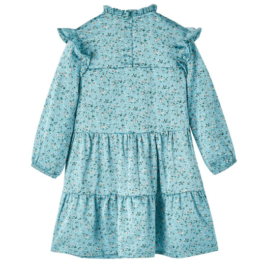VidaXL Kinderjurk met lange mouwen 128 blauw