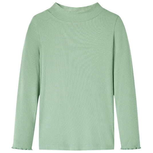 VidaXL Kindershirt met lange mouwen lage col 116 donkermintkleurig