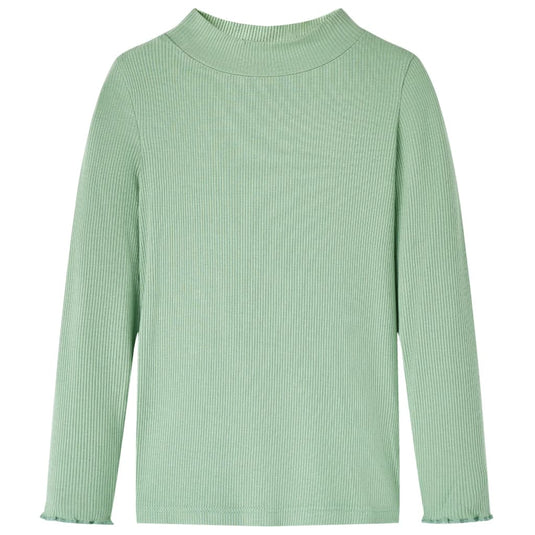 VidaXL Kindershirt met lange mouwen lage col 140 donkermintkleurig