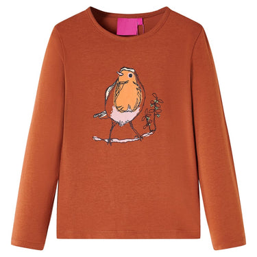 Vidaxl kindershirt met lange mouwen 128 cognackleurig