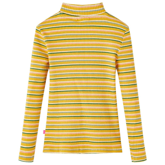 VidaXL Kindershirt met lange mouwen 140 gestreept okerkleurig