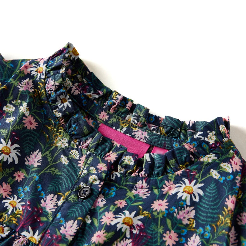 Load image into Gallery viewer, VidaXL Kinderjurk met lange mouwen 116 donkerblauw
