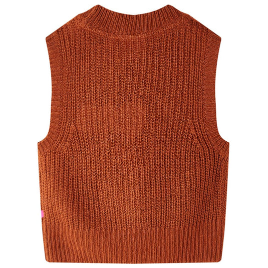 Vidaxl kinderspencer gebreid 92 cognackleurig