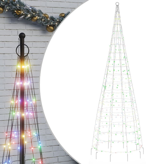 Vidaxl led-kerstboom aan vlaggenmast 550 leds kleurrijk 300 cm